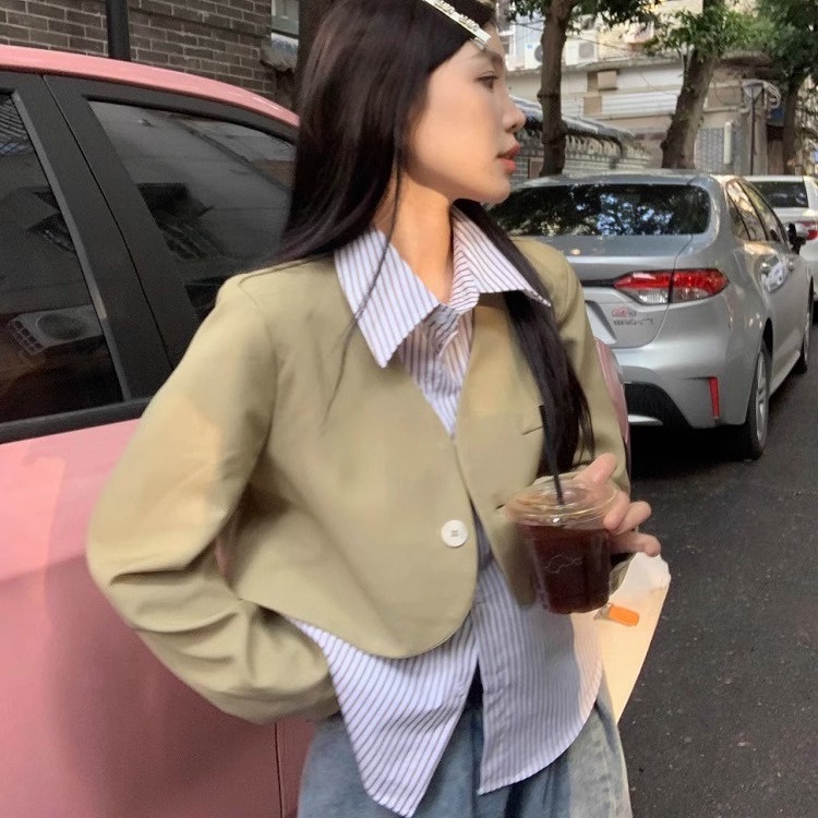 Áo khoác cardigan giả hai lớp tay dài dáng rộng thời trang mùa thu nữ, áo vest nữ Hàn Quốc công sở | BigBuy360 - bigbuy360.vn