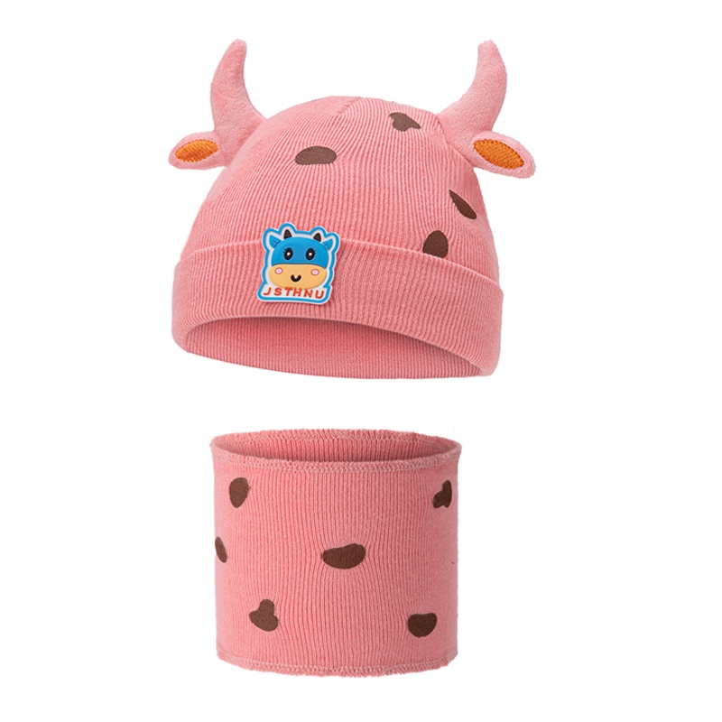 Set Mũ Len + Khăn Choàng Cổ Dễ Thương Cho Bé 0-3 Tuổi