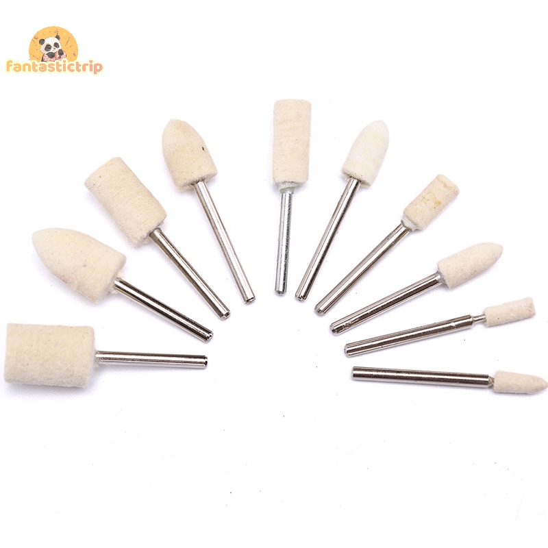 Set 10 Đầu Mài Đánh Bóng Bằng Len Nỉ Cho Máy Khoan Tiện Dụng Mới