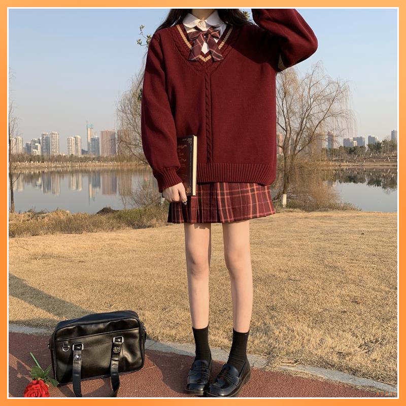 Áo sweater Dệt Kim Cổ Chữ v Màu Sắc Xinh Xắn Thời Trang Thu Đông Cho Nữ