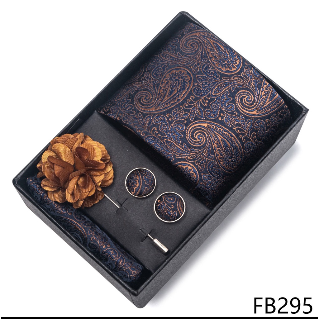 Bộ Cà Vạt + Khuy Măng Sét + Khuy Măng Sét Lịch Lãm Cho Chú Rể