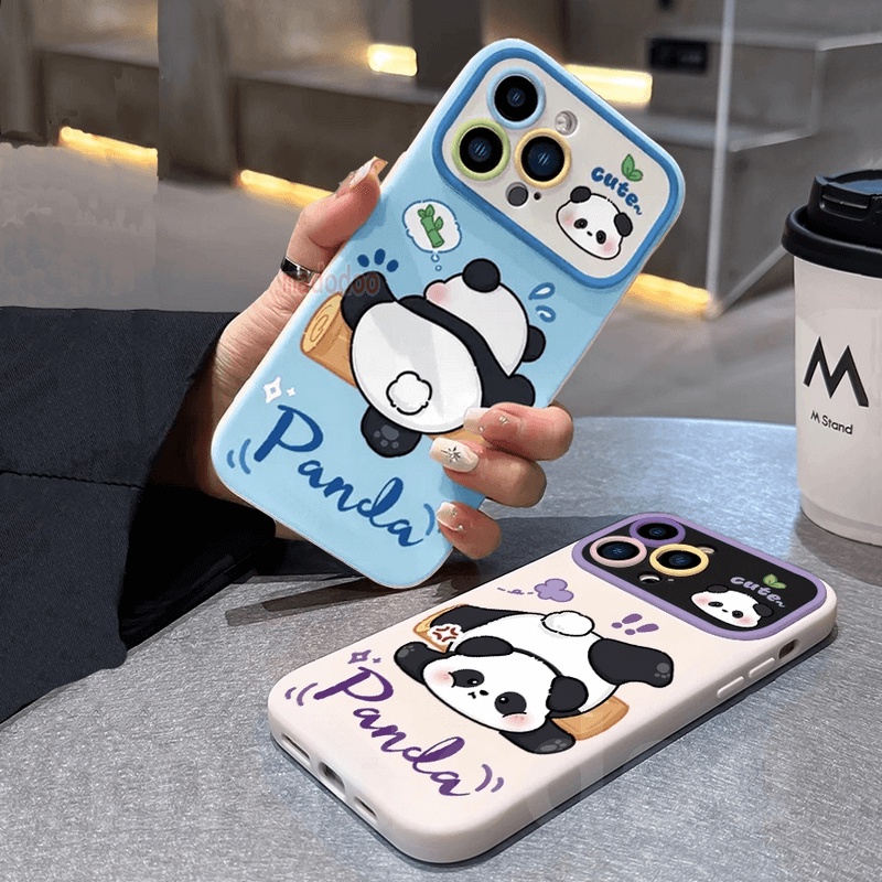 Ốp lưng Cartoon Samsung Galaxy A54 A34 A24 A14 A73 A53 A33 A23 A72 A52 A52S A32 A22 LTE M32 M22 4G 5G Cute Naughty Panda Fine Hole Large window Anti-fall Soft Phone Case Cover DSC 05