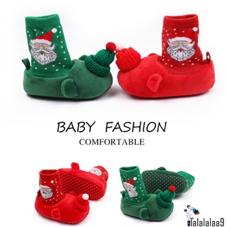 La-infant giày bốt đi tuyết mùa đông ấm áp hình ông già noel hoạt hình cho bé tập đi