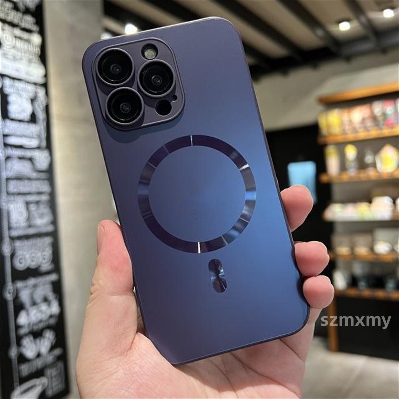 Ag Ốp Điện Thoại Mặt Kính Từ Tính Chống Dấu Vân Tay Cho iphone 15 14 13 12 pro max