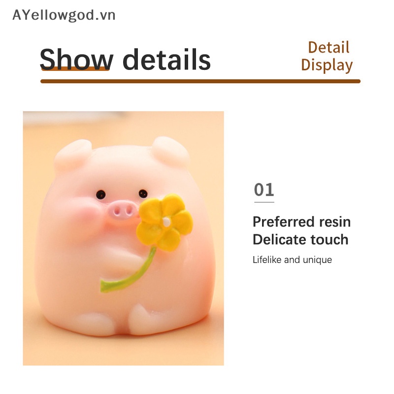 Ayellowgod Mô Hình Chú Heo mini Dễ Thương Trang Trí Tiểu Cảnh vn