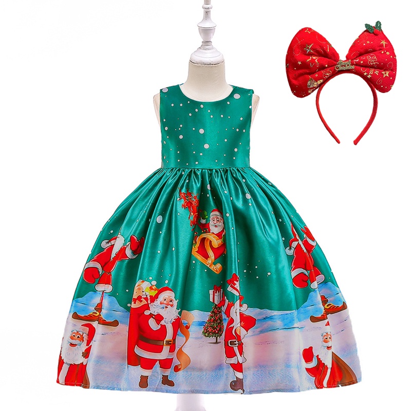 Đầm Công Chúa Hóa Trang Ông Già Noel Hoạt Hình Cho Bé Gái