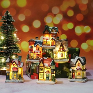 Đèn LED ông già Noel trang trí Giáng sinh Đèn mô hình ngôi nhà Đồ trang trí Giáng sinh Đèn trang trí