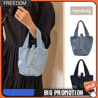 Túi Xách denim Màu Trơn Phong Cách vintage Thời Trang Cho Nữ