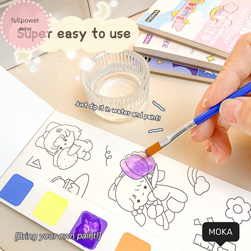 Sách Tô Màu Nước Di Động Cho Trẻ Mẫu Giáo Vẽ Tranh graffiti Toàn Bộ Powernew Kèm Bút Màu Nước vn