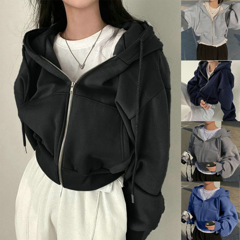 Áo hoodie nam nữ form rộng chất nỉ bông 2 lớp dày dặn - Áo khoác nỉ quảng châu 2 lớp cực dày kiểu dáng hoodie zip trơn