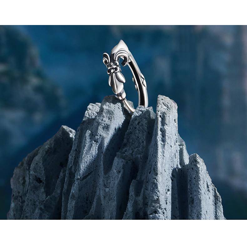 Sterling Silver Earrings Men's High-Grade Retro Cruciate Flower Single Boy Ear Ring Hip Hop Style Not Allergic Trendy Men's Earrings 3YWn