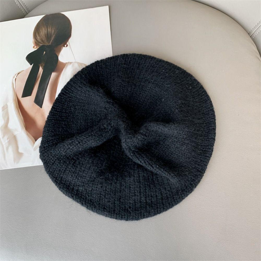 Lacyes Mũ beret Len Dệt Kim Màu Trơn Phong Cách Thời Trang harajuku retro