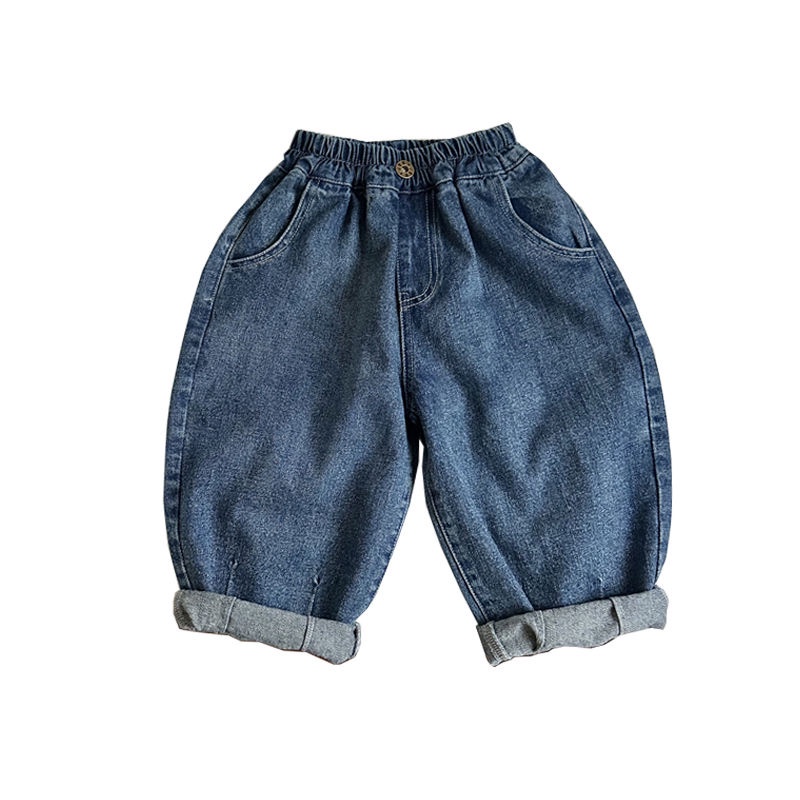 Quần Jean Dài Ống Rộng Màu Trơn Có Túi Lớn Mẫu Mới 2023 Dành Cho Bé Trai Bé Gái