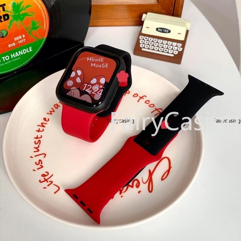 Dây Đeo silicone Hai Màu Cho iwatch uitra series 8 / 76 / 5 / 4 / 3 / se 49mm 45mm 44mm 41mm 40mm / 42mm / 38mm