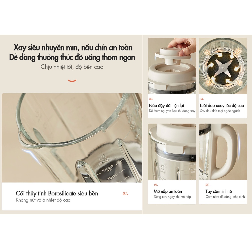 - Máy Làm Sữa Hạt Đa Năng Bear PBJ-D10T1 - Bảo Hành 18 Tháng