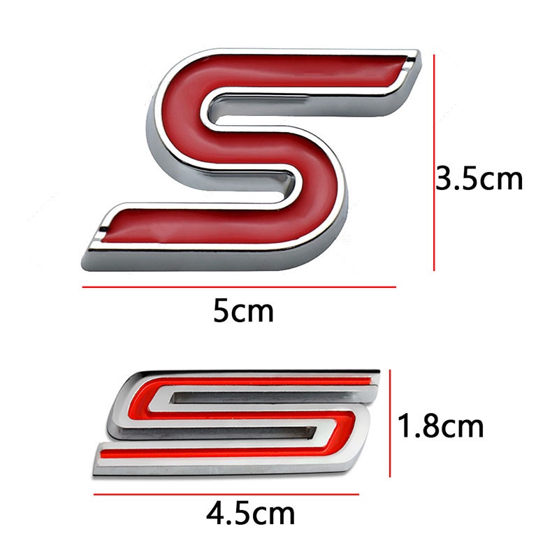 Miếng Dán logo Chữ s Bằng Kim Loại Trang Trí Đuôi Xe Hơi ford mustang fiesta focus mondeo kuga ranger