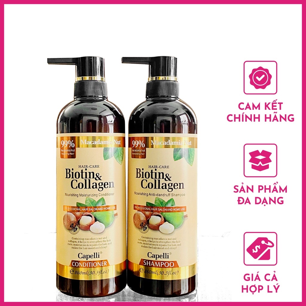 Dầu Gội Xả Capelli  Biotin Collagen Macadamia chính hãng