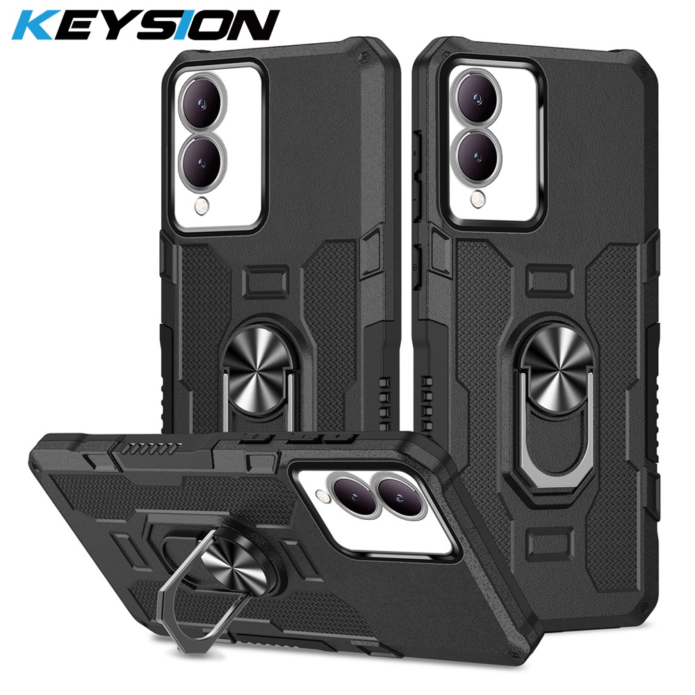 Keysion Ốp Điện Thoại Silicon + pc Chống Sốc Kèm Nhẫn Đỡ Kim Loại Cho vivo y17s y17s