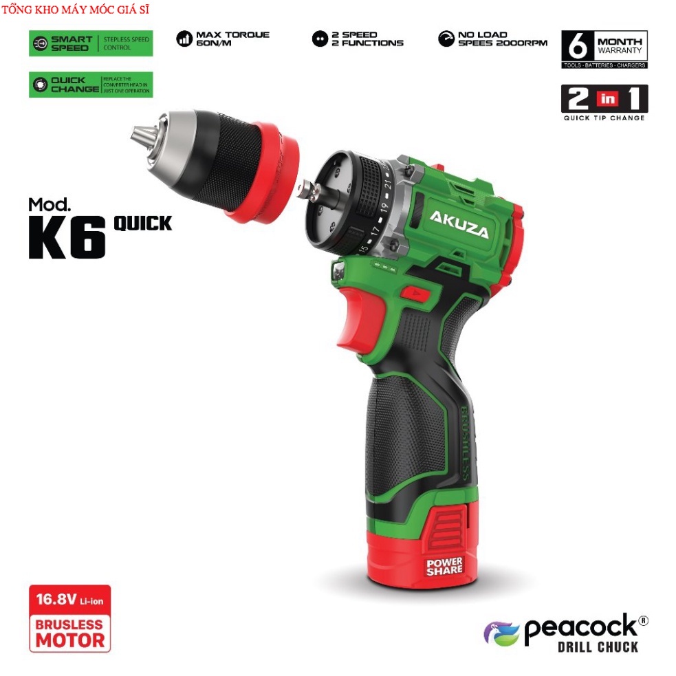 AKUZA K6 Quick -Khoan Và Vít Trượt Trong 1 Sản Phẩm