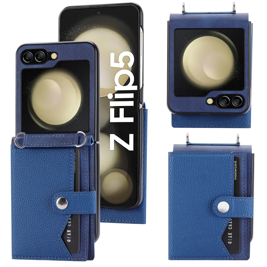 Cho Samsung Z Flip 5 Flip4 3 5G Ốp Bao Da Điện Thoại Nắp Gập Dạng Ví Có Ngăn Đựng Thẻ