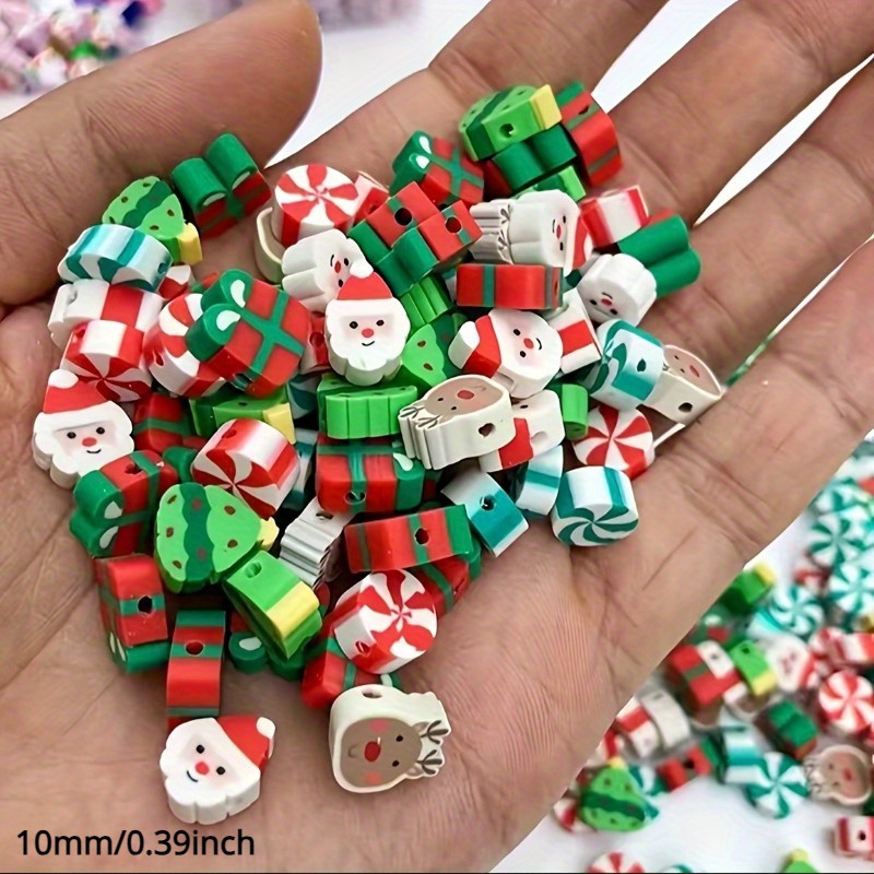 Set 30 Hạt Đất Sét polymer 10mm Hình Ông Già Noel / Người Tuyết / Cây Thông / Người Tuyết diy Làm Trang Sức