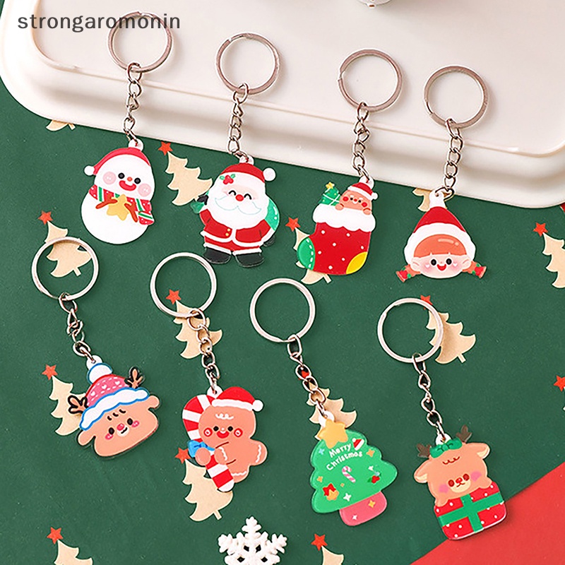 St Móc Chìa Khóa Bằng acrylic Hình Ông Già Noel Hoạt Hình Dễ Thương Làm Quà Tặng Giáng Sinh Cho Bạn Gái / Túi Xách