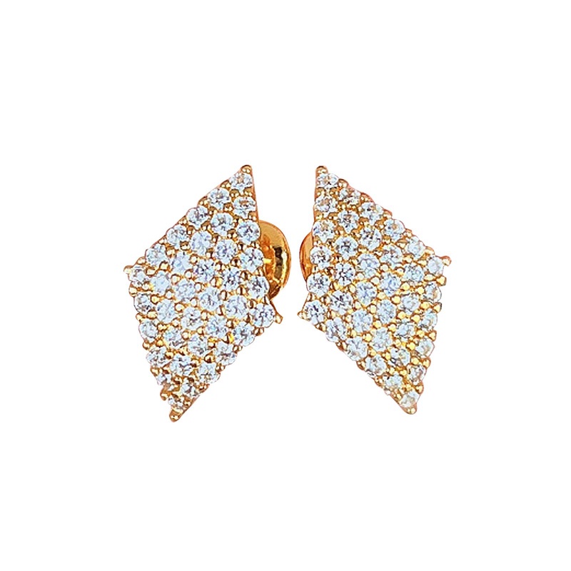 Khuyên Tai Đính Đá Zircon Phong Cách Hiện Đại Thời Trang