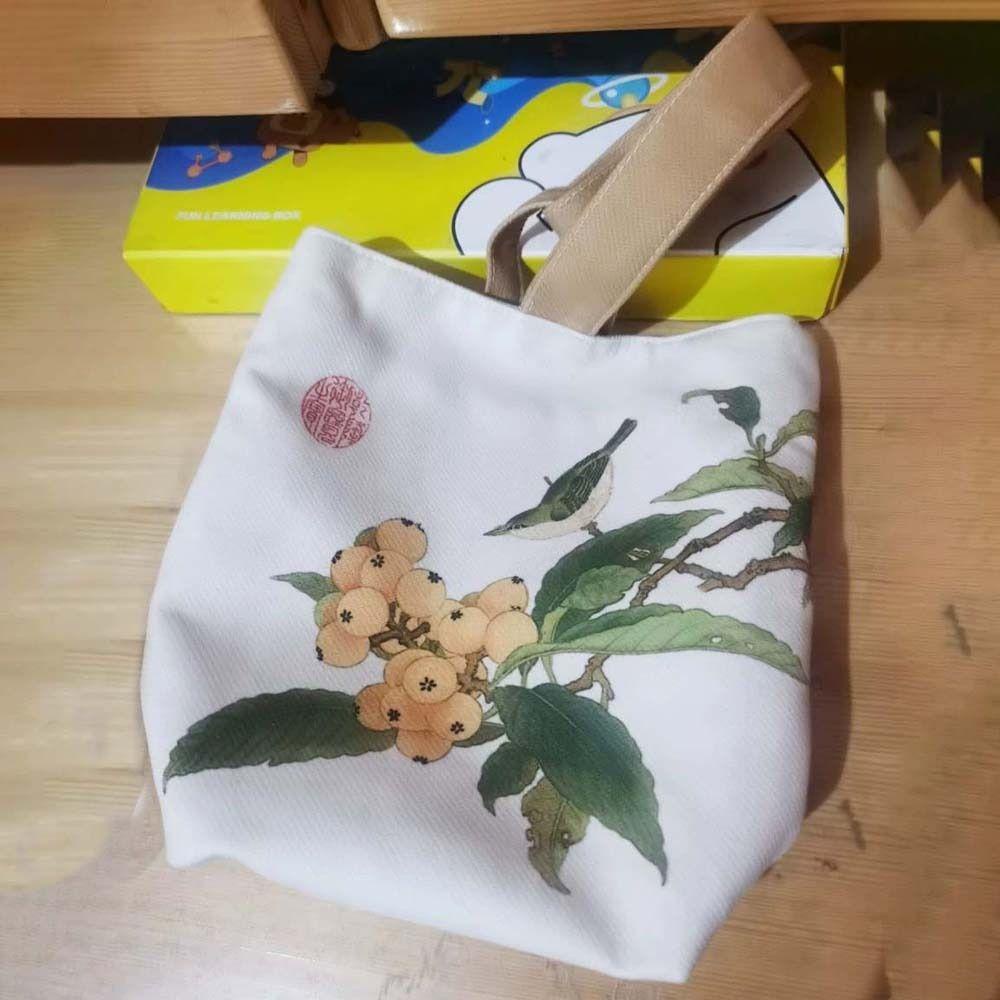 Lưng2 Túi Xách Vải canvas In Họa Tiết Hoa / Chim Phong Cách Trung Quốc