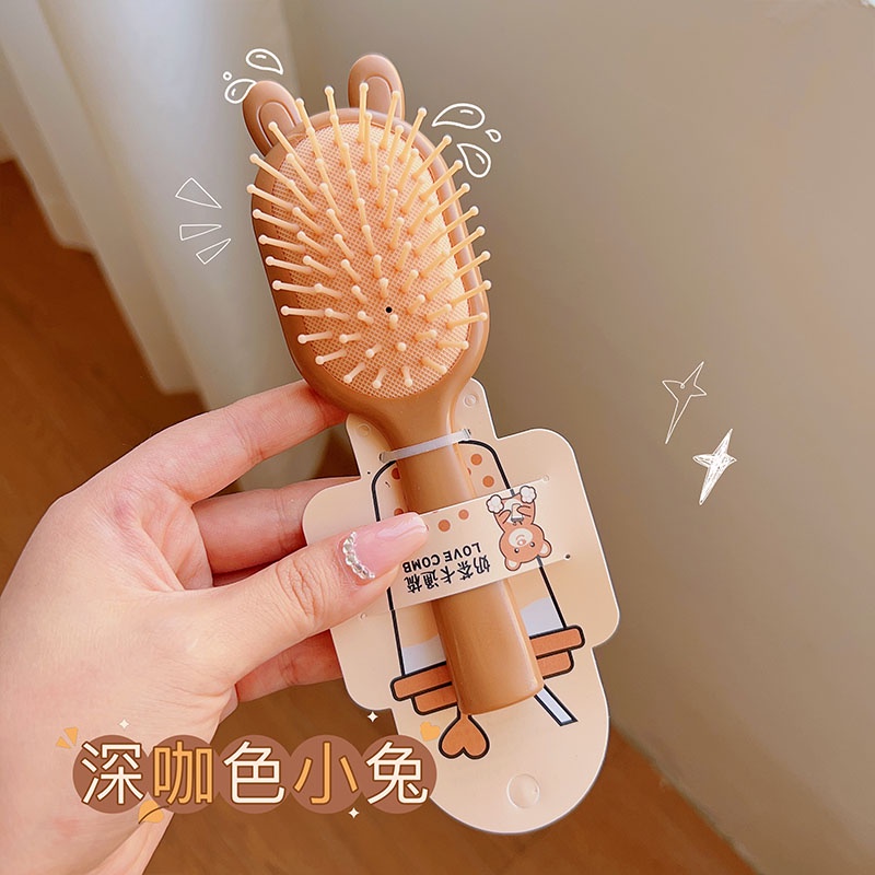 Lược Chải Tóc Màu Cà Phê Hình Gấu / Thỏ Dễ Thương Cho