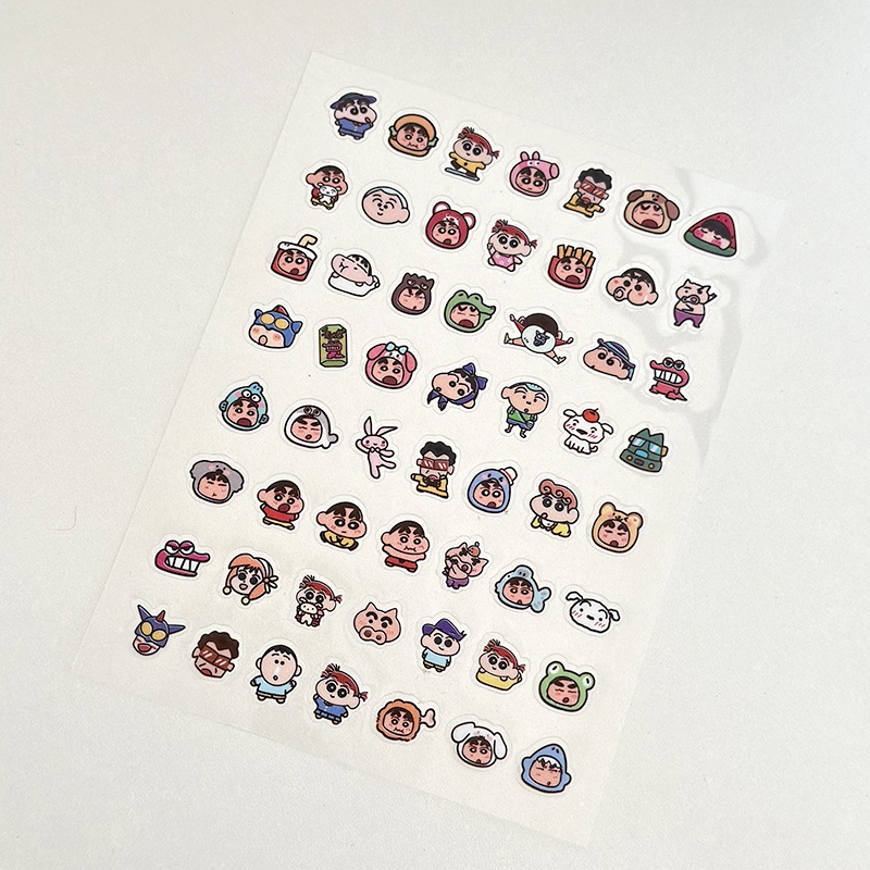 Miếng Dán pvc mini Trong Suốt Họa Tiết Hoạt Hình Cậu Bé Bút Chì shin-chan Trang Trí