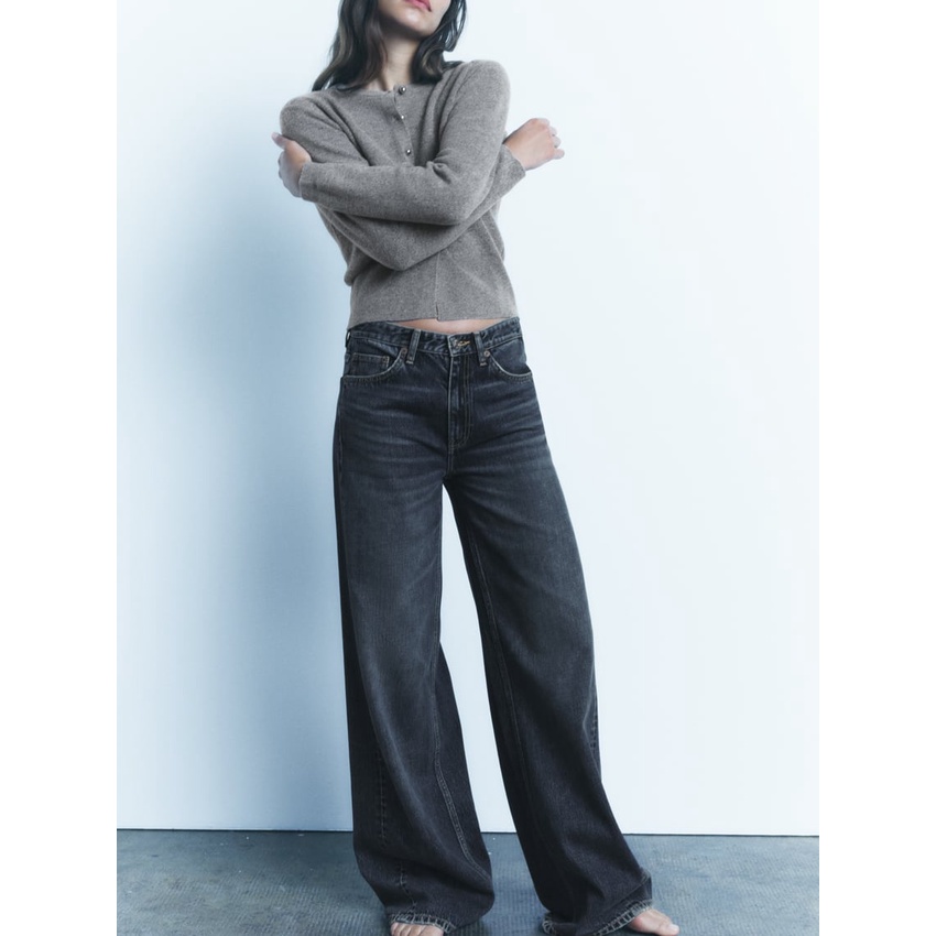 Zara Áo Khoác cardigan Dệt Kim Tay Dài Cổ Tròn Thời Trang Mùa Thu 3653112