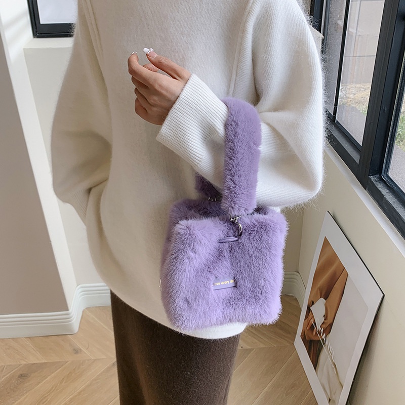 Dongbeauty Túi Đeo Chéo Vai Bằng Vải Lông Thời Trang Thu Đông 2023