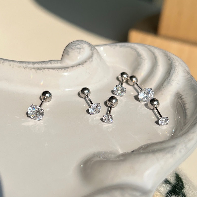 1 Đôi Bông Tai Mạ Bạc 925 Đính Đá zircon Đơn Giản