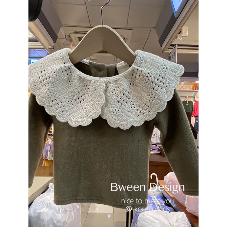 Áo Nhung Phối Ren Thời Trang Mùa Thu 2023 Mới Dành Cho Bé Gái