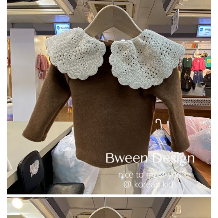 Áo Nhung Phối Ren Thời Trang Mùa Thu 2023 Mới Dành Cho Bé Gái