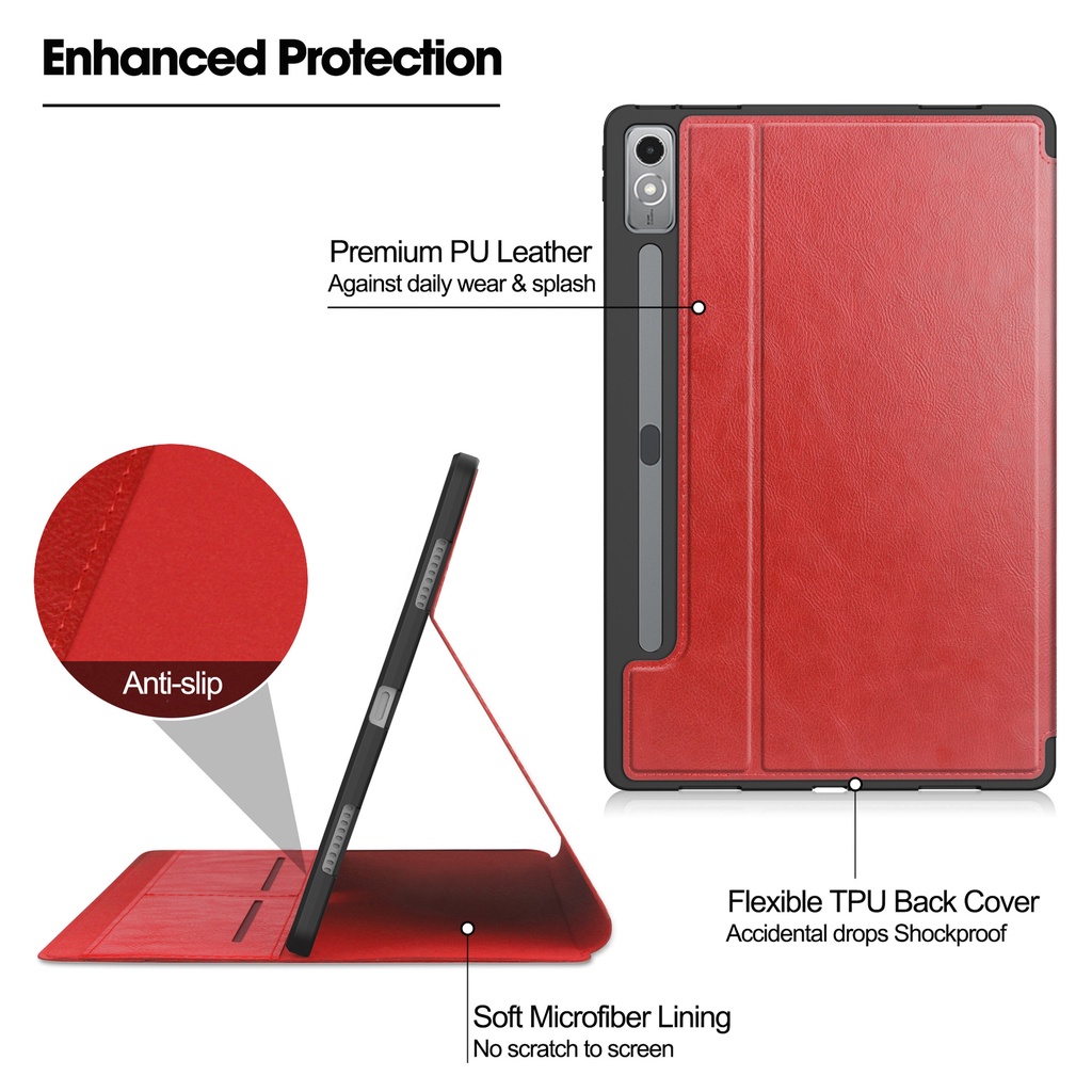 Mới Bao Da Máy Tính Bảng Kèm Ngăn Đựng Bút Cho lenovo tab p12 12.7 inch 2023 xiaoxin pad pro 12 7 12.7 Giá Đỡ