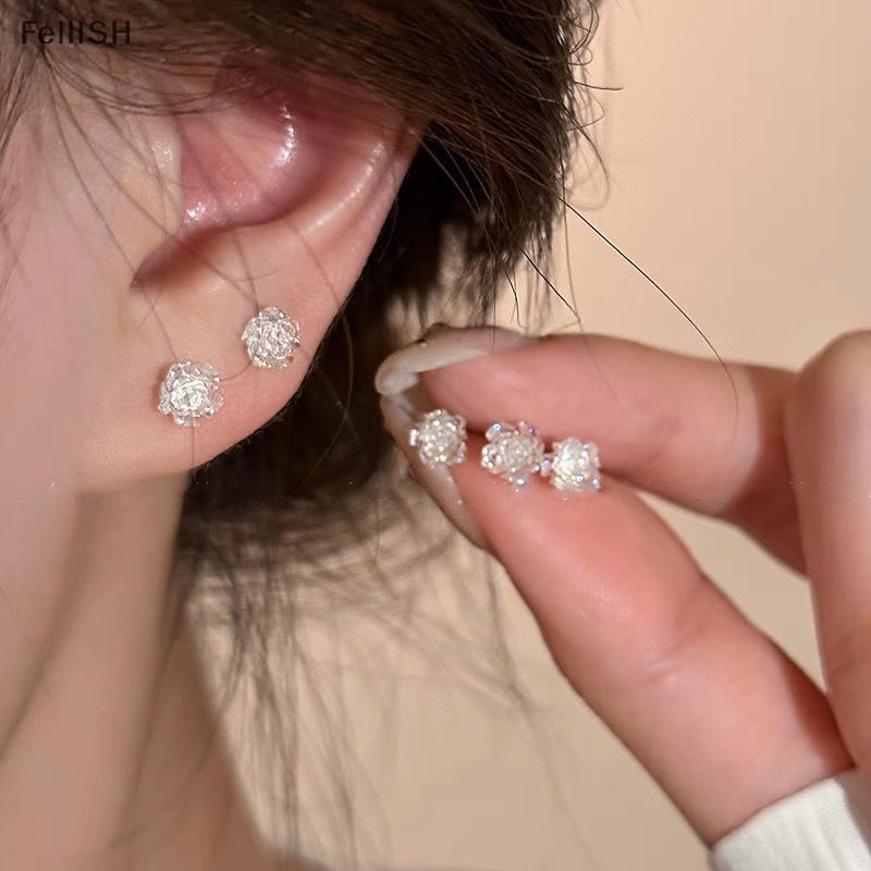 1 Đôi Bông Tai Hình Hoa Trà Trắng Thời Trang Mùa Hè 439br