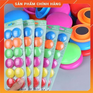 Nam châm tròn vỉ 12 viên đường kính 32mm, đồ dùng giáo cụ dạy học trong học tập của giáo viên tiểu học