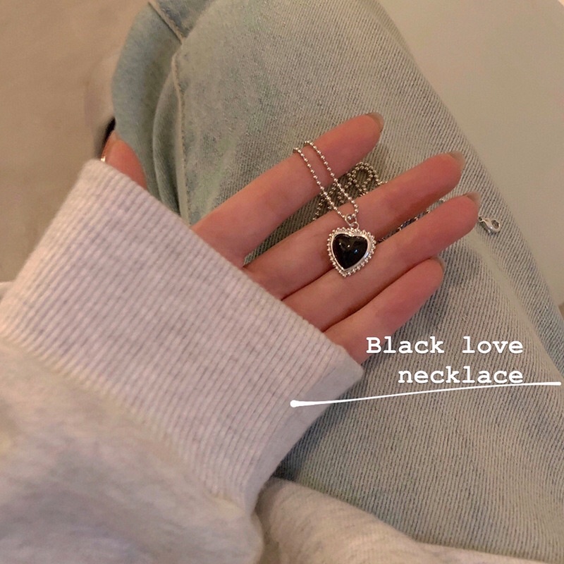 Dây chuyền trái tim đá đen xinh đẹp giá rẻ🧡