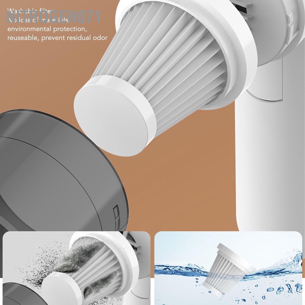 Nitrogen071 Máy Hút Bụi Ô Tô Cầm Tay Không Dây Sạc USB Mạnh Mẽ Mini Cho Gia Đình Xe Tính Văn Phòng Trắng