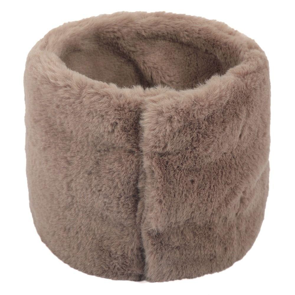 Khăn Choàng Cổ Bằng Lông Nhung Màu Trơn Có Vòng Đính Nút Ấm Áp Mùa Đông Cho Nữ