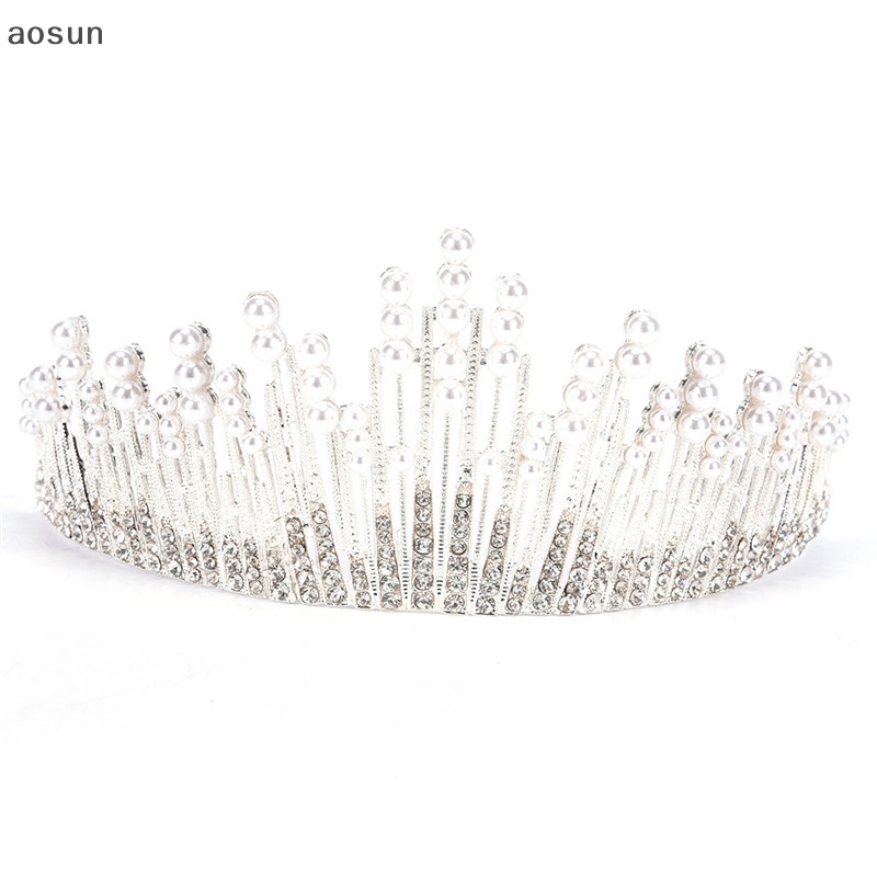 Aosun Vương Miện Đính Ngọc Trai Và Kim Cương Giả Cho Cô Dâu