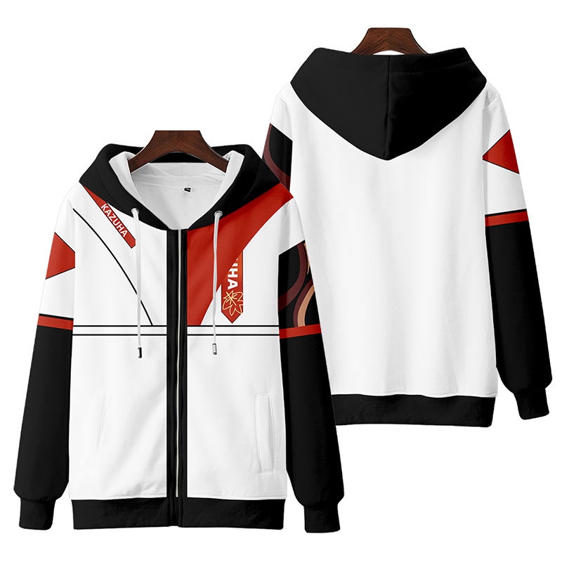 Genshin Áo hoodie Tay Dài In Hình kaedehara kazuha 3d Có Khóa Kéo Thời Trang Thường Ngày unisex