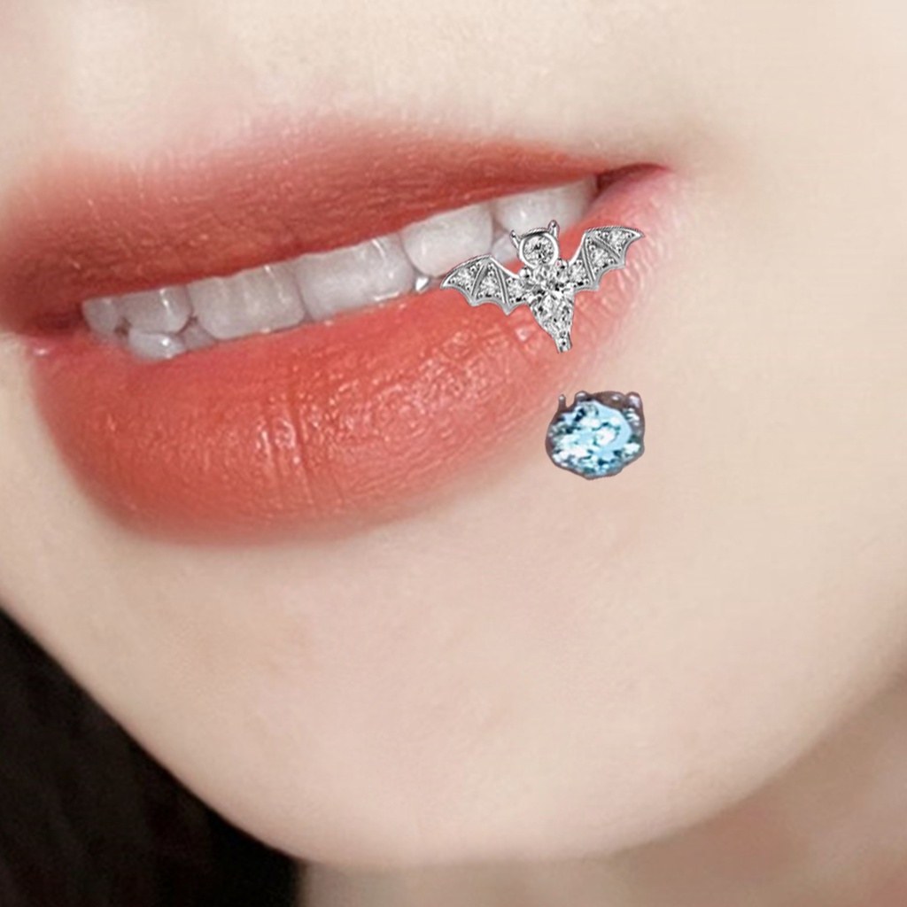 1 Khuyên Xỏ Môi Đính Đá zircon Hình Bướm Trái Tim Bằng Thép Không Gỉ