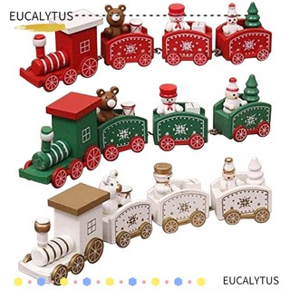 Eutus đồ chơi tàu lửa giáng sinh mini bằng gỗ để bàn trang trí tiệc giáng sinh