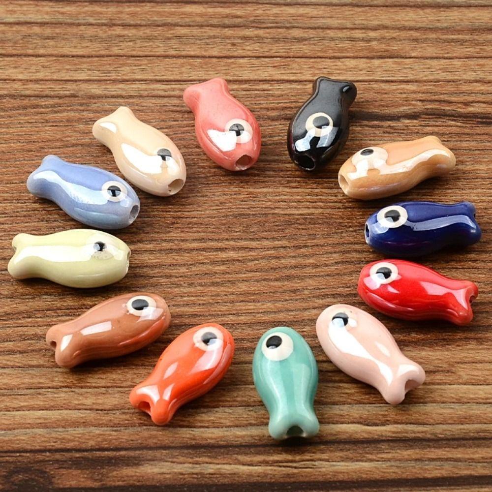 Bộ 10 Hạt Gốm Sứ Hình Cá Hoạt Hình 3d Dùng Làm Trang Sức Thời Trang