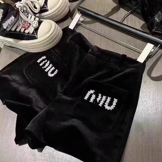 Quần đùi nhung lưng cao đính đá thời trang cho nữ