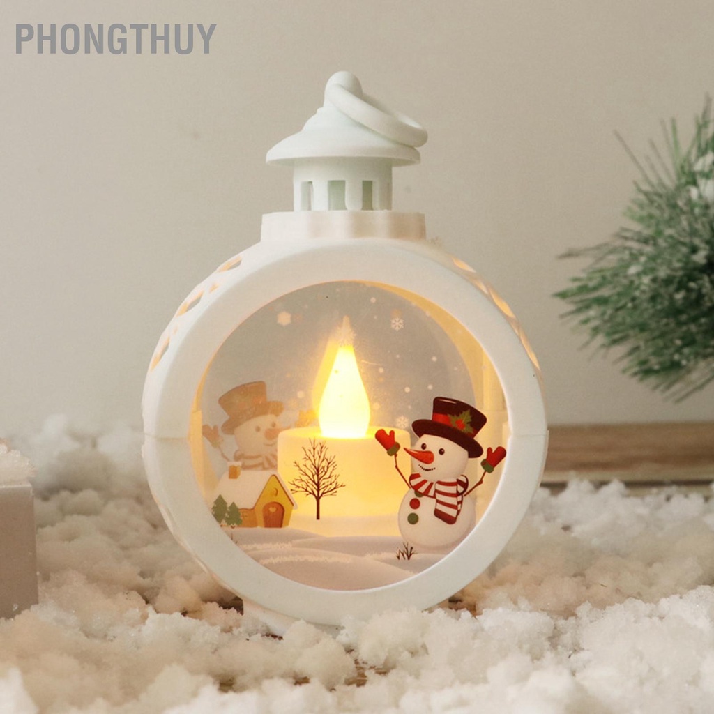 Đèn LED Hình Người Tuyết / Ông Già Noel - Nến Điện Tử Retro Thủy Tinh Trang Trí Giáng Sinh Cho Gia Đình