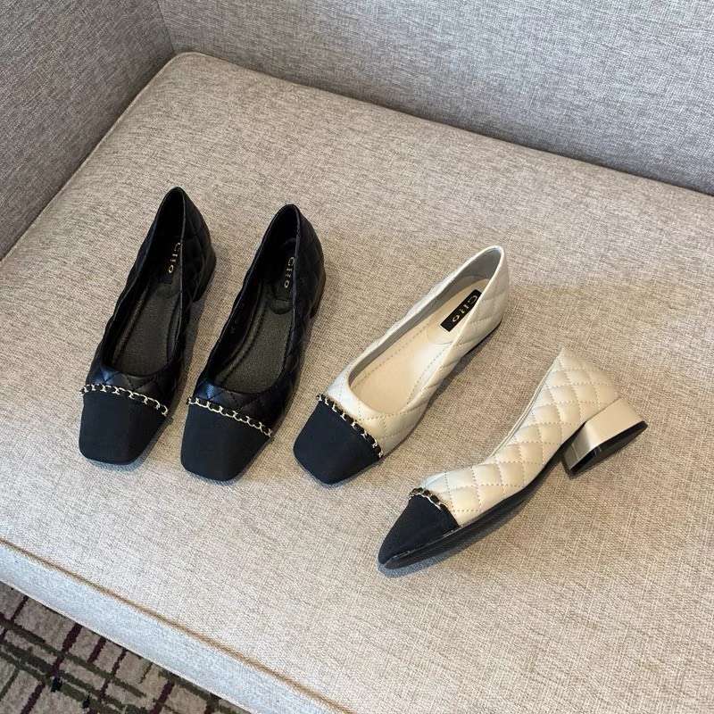 Giày cao gót đế vuông giày búp bê tiểu thư mũi vuông phong cách công sở sang chảnh hàng hót mùa thu đông DA22