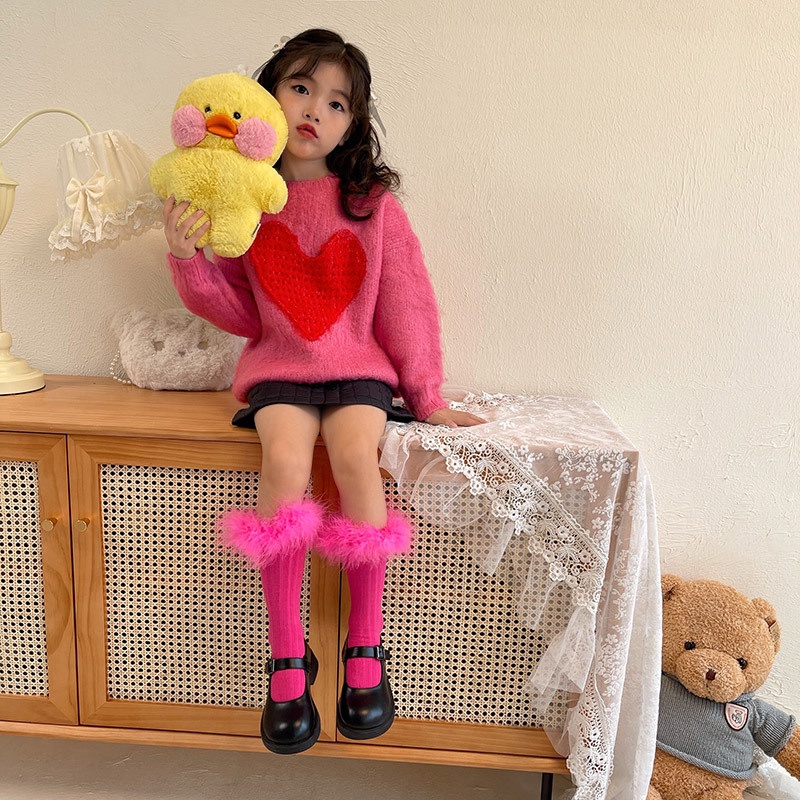 Hàng Mới Về  Vớ Học Sinh Trung Bình Phối Ren Lông Vũ Màu Sắc Tuyến Tính Nhật Bản Dễ Thương Cho Nữ Sinh